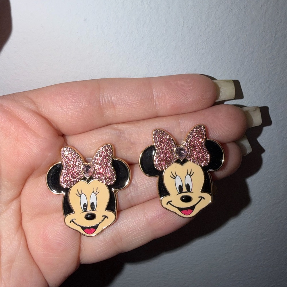Disney Baublebar Minnie Mouse Valentines Day Pink Bow Earrings